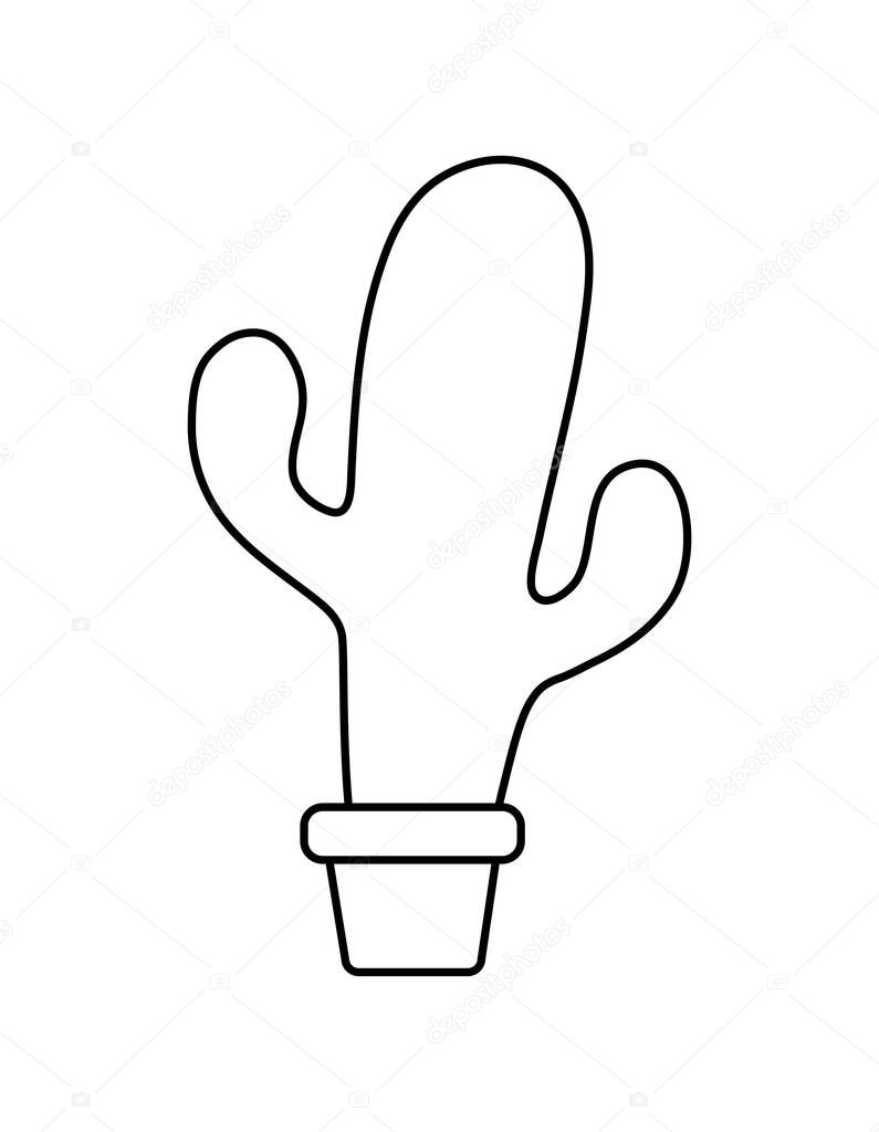 cute cactus with pot in white background