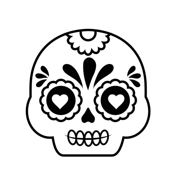 Crâne mexicain en fond blanc — Image vectorielle