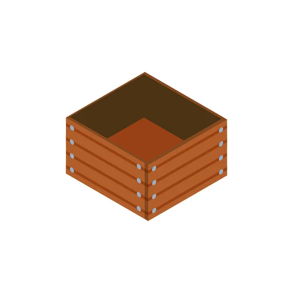 Caja de madera sobre fondo blanco — Vector de stock