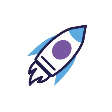 Beyaz arkaplanda uçan roket