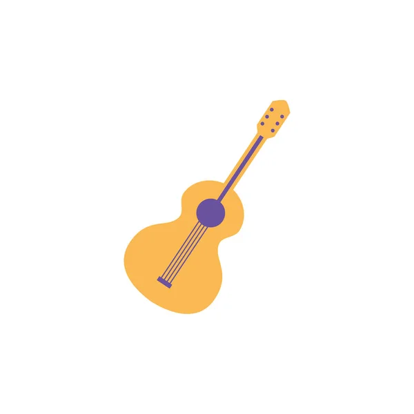 Instrumento musical guitarra acústica sobre fondo blanco — Vector de stock