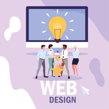 Küresel planlama ve pazarlama araştırmaları, web tasarımı konularında toplantı yapan bir grup insan