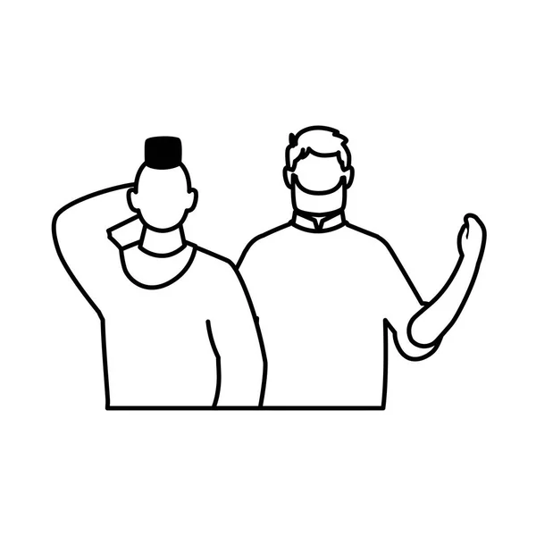 Hommes sans visage avec des poses différentes sur fond blanc — Image vectorielle