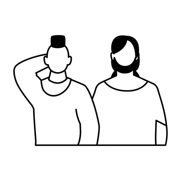 Män ansiktslösa med olika poser på vit bakgrund — Stock vektor
