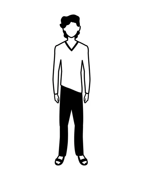 Homme debout sans visage sur fond blanc — Image vectorielle