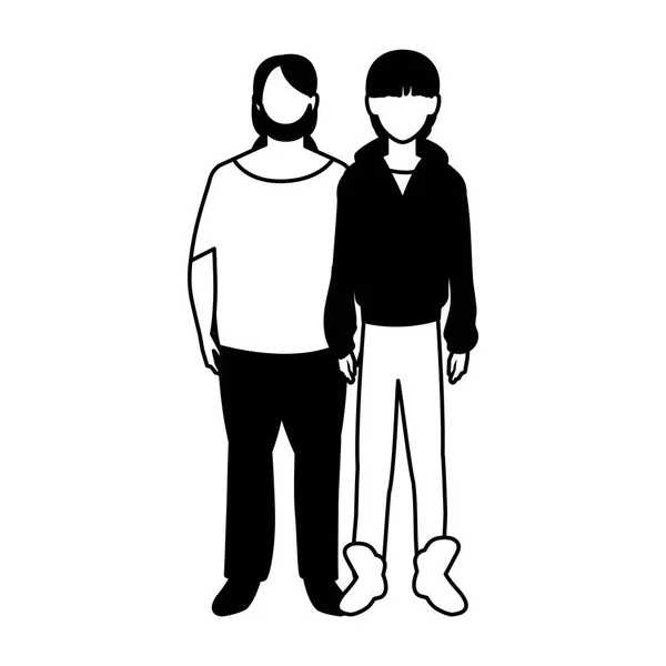 Hombres de pie sin rostro con diferentes poses sobre fondo blanco — Vector de stock