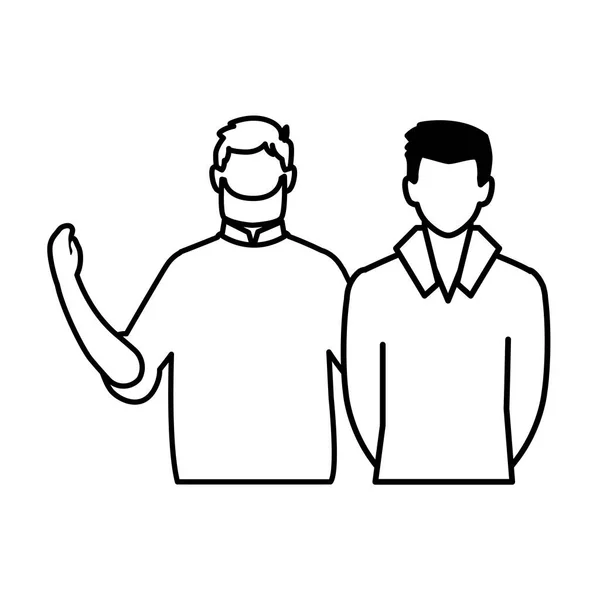 Homens sem rosto com diferentes poses no fundo branco — Vetor de Stock