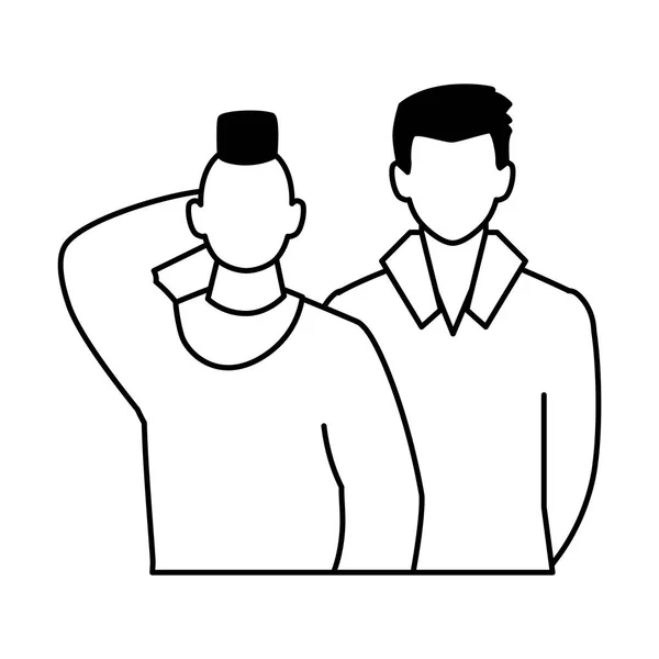 Homens sem rosto com diferentes poses no fundo branco — Vetor de Stock
