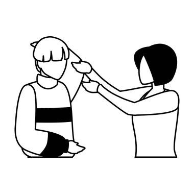 Beyaz arka planda birkaç kişi.