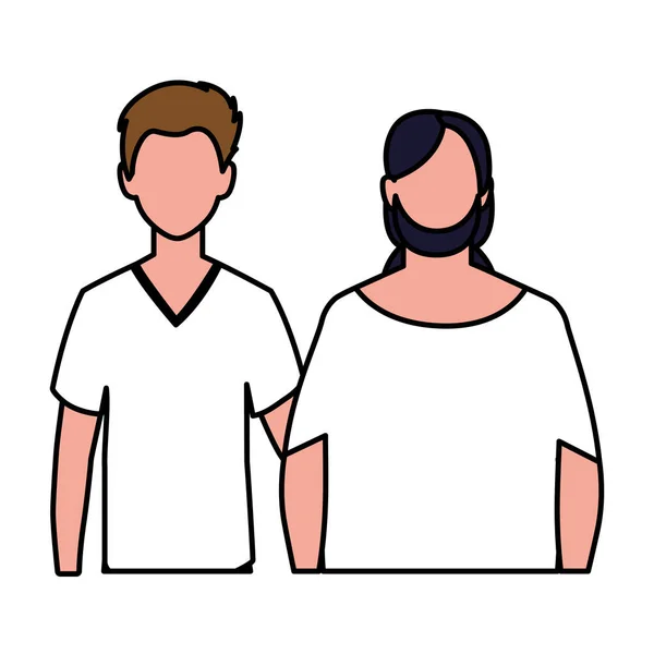 Uomini senza volto con pose diverse su sfondo bianco — Vettoriale Stock