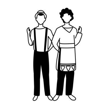 Beyaz arka planda farklı pozlar veren yüzü olmayan erkekler.