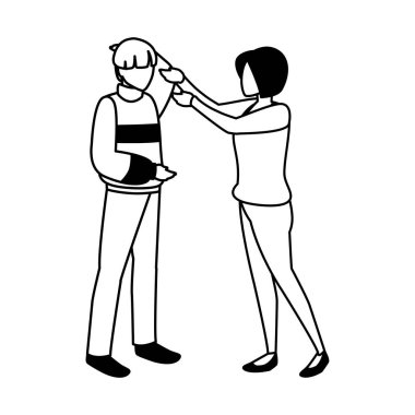 beyaz arka plan üzerinde duran insanlar çift