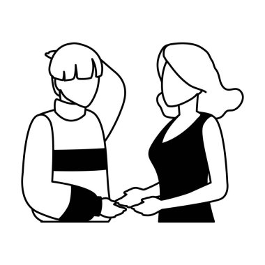 Beyaz arka planda birkaç kişi.