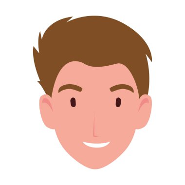 Beyaz arka planda gülümseyen adam başı