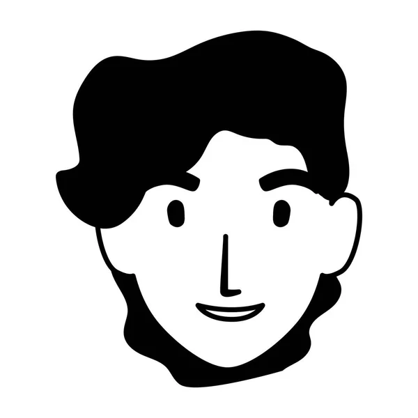 Silhouette de tête d'homme souriant sur fond blanc — Image vectorielle