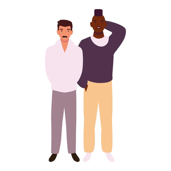 Άνδρες στέκεται με διαφορετικές στάσεις σε λευκό φόντο — Διανυσματικό Αρχείο