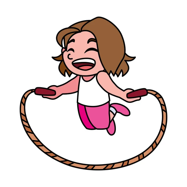 Fille souriant et jouer avec corde à sauter — Image vectorielle
