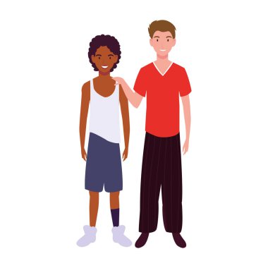 Beyaz arka planda farklı pozlarda duran erkekler