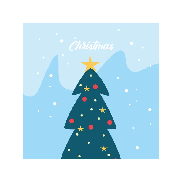 Рождественская этикетка с елкой — стоковый вектор