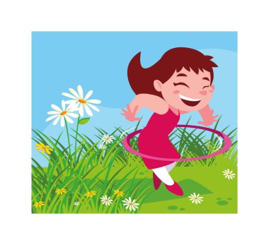 Kız gülüyor ve hulahopla oynuyor