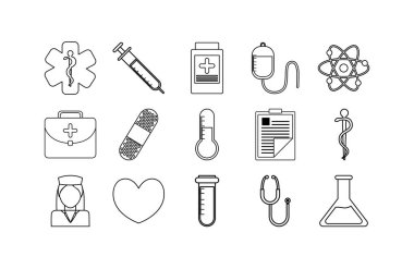 Çeşitli tıbbi simge paket vektör tasarımı