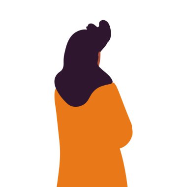 beyaz arka plan üzerinde arka konumda genç kadın