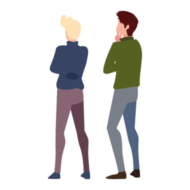 Beyaz arkaplanda arka plandaki adamlar