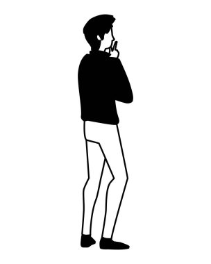 beyaz arka plan üzerinde arka pozisyon genç adam