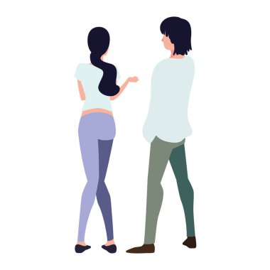 beyaz arka planda arka konumda çift