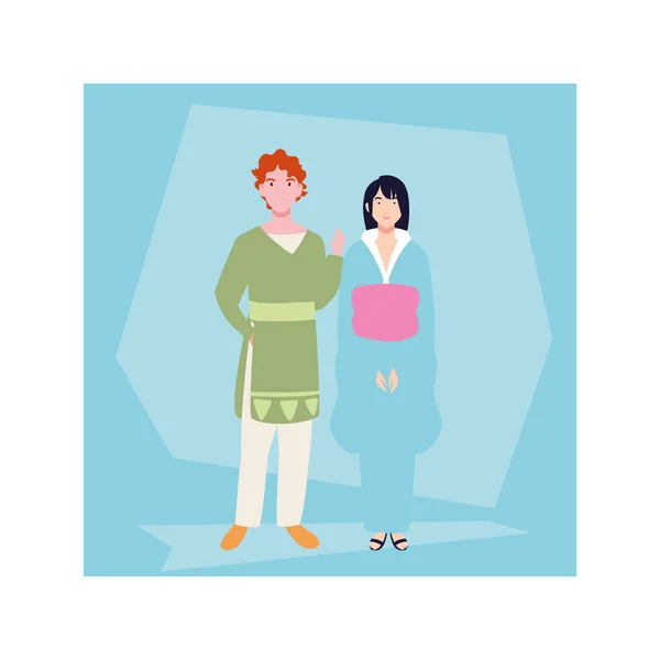 Couple of people smiling standing — Stock Vector