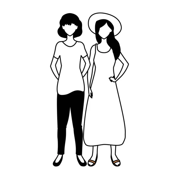 Donne senza volto in piedi con pose diverse — Vettoriale Stock