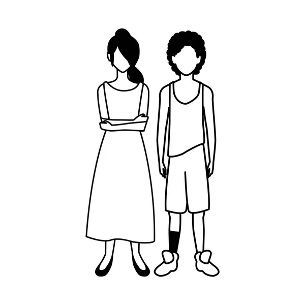 Paar gesichtslose Menschen auf weißem Hintergrund — Stockvektor