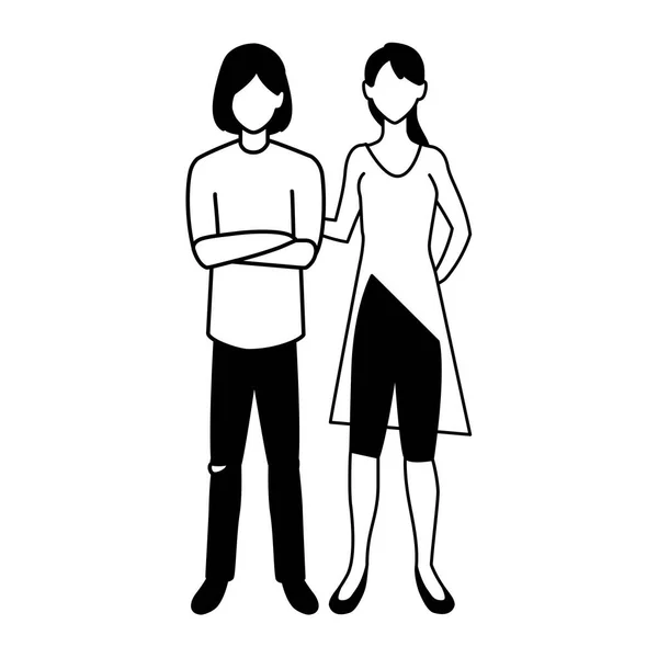 Couple of people faceless on white background — ストックベクタ