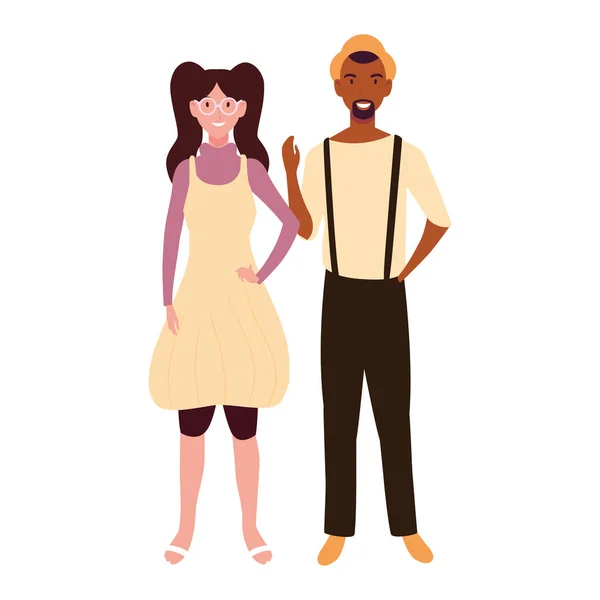 Couple of people smiling standing — Stock Vector