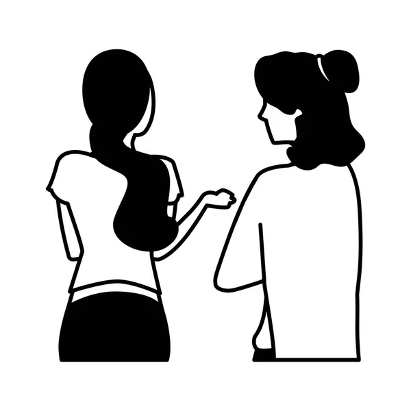 Women of back position on white background — ストックベクタ