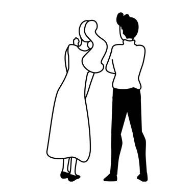 beyaz arka planda arka konumda çift