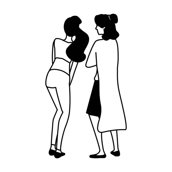 Kvinnor i ryggläge på vit bakgrund — Stock vektor