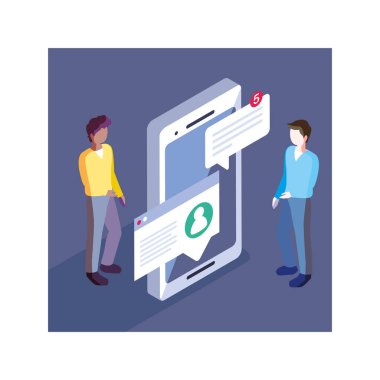 Akıllı telefon ekranı ve mobil uygulamaları olan adamlar