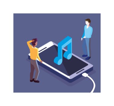 Akıllı telefon ekranı ve mobil uygulamaları olan adamlar