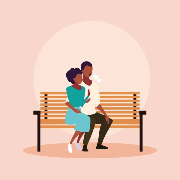 Verliebte sitzen im Parksessel — Stockvektor