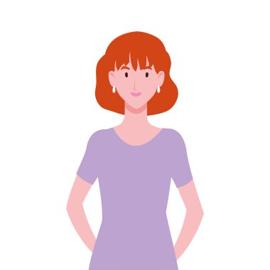 Beyaz arka planda genç bir kadın