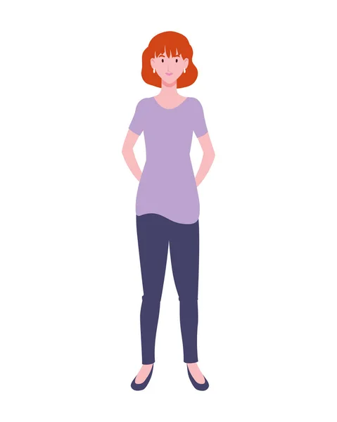 Jeune femme debout sur fond blanc — Image vectorielle