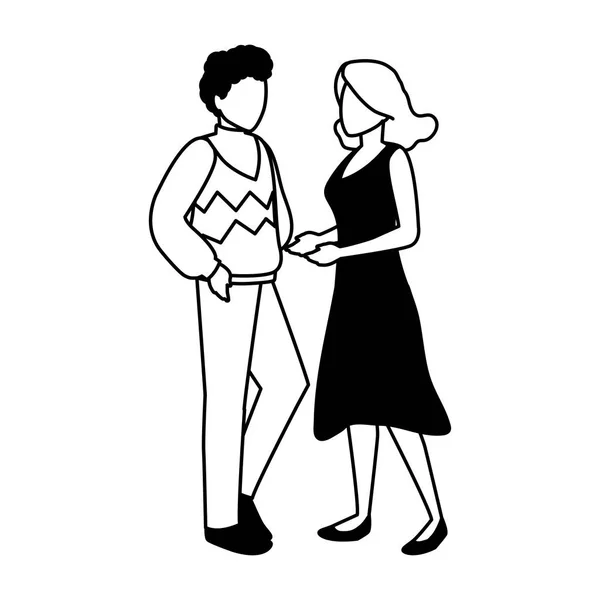 Couple de personnes debout sur fond blanc — Image vectorielle
