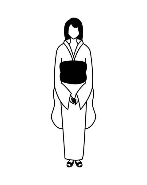Mujer sin rostro de pie sobre fondo blanco — Vector de stock