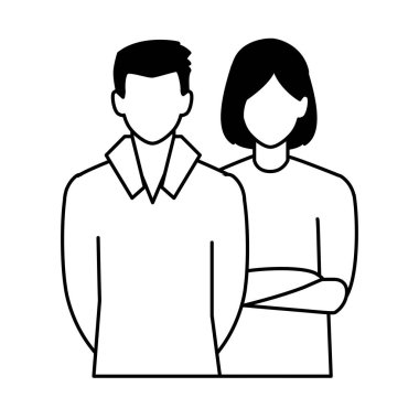 Beyaz arka planda farklı pozları olan yüzü olmayan erkekler.