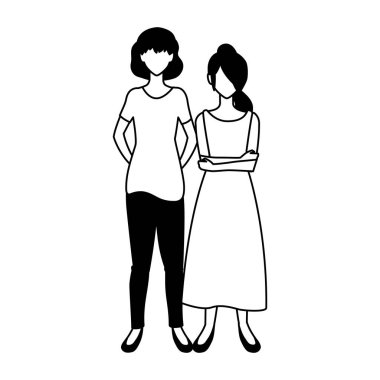 Farklı pozlarda yüzü olmayan kadınlar.