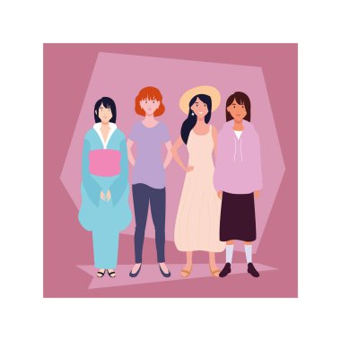 Farklı pozlarda duran kadınlar