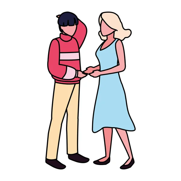 Pareja de personas de pie sobre fondo blanco — Vector de stock