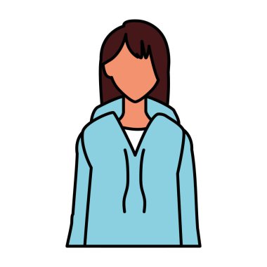 Beyaz arka planda duran yüzü olmayan kadın.