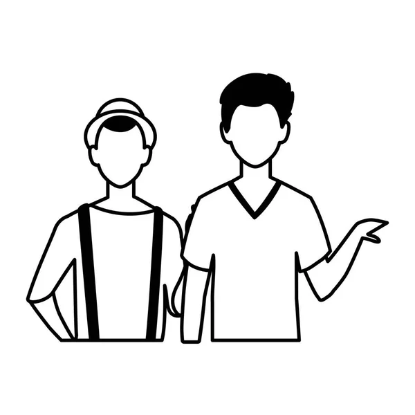Мужчины без лица с различными позами на белом фоне — стоковый вектор